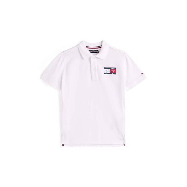 Tommy Hilfiger Boys White Kids' Short Sleeve Polo Shirt in Size 9 - 10 Years, Sports Direct