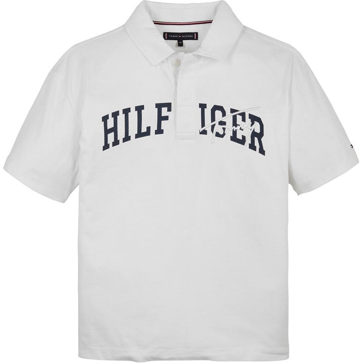 Tommy Hilfiger White Ybr Script Logo Short Sleeve Polo Shirt - 12Y - Image 4