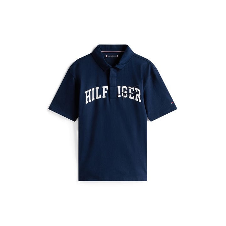 Tommy Hilfiger Boys Blue Kids' Script Logo Short Sleeve Polo Shirt in Size 9 - 10 Years, Sports Direct