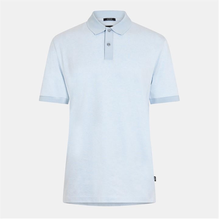 Boss Men's Blue H-Parlay Micro-Pattern Cotton Short Sleeve Polo Shirt in Size 2XL, Sports Direct