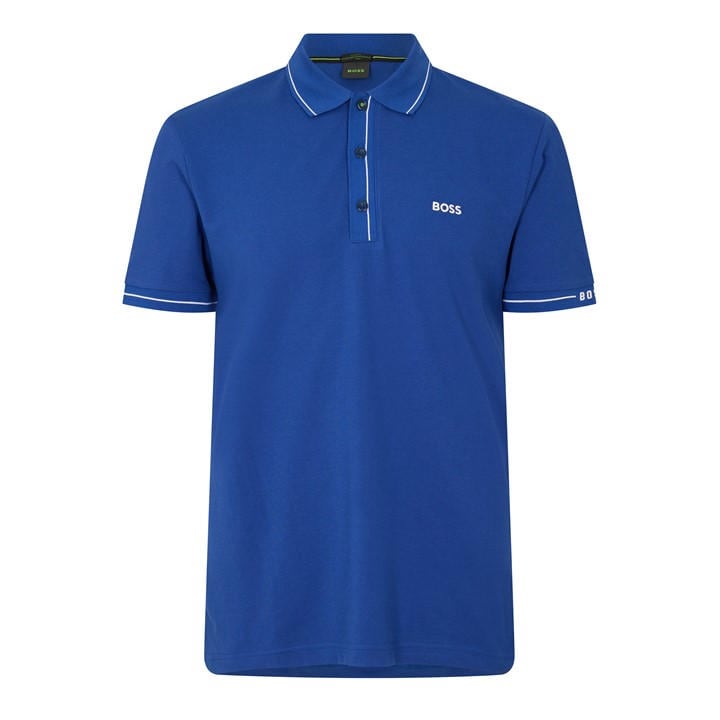 Boss Men' Blue Paule Short-Sleeve Polo Shirt in Size S, Sports Direct