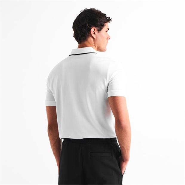 White 100 - Boss - Mens BOSS GREEN Short Sleeve Zip Polo Shirt (Philix)