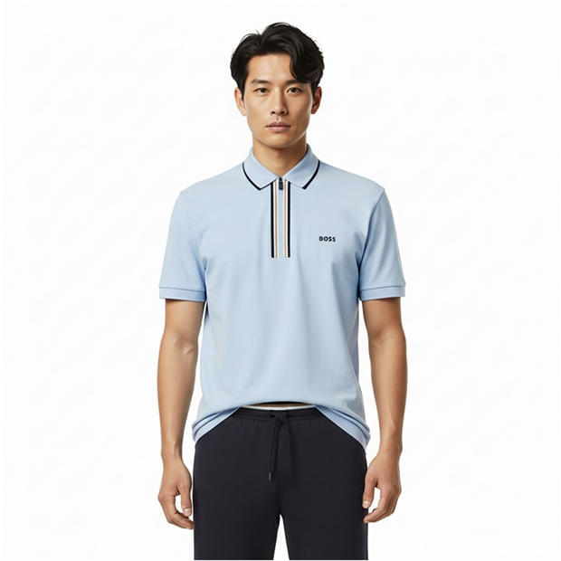 Open Blue 460 - Boss - Mens BOSS GREEN Short Sleeve Zip Polo Shirt (Philix)