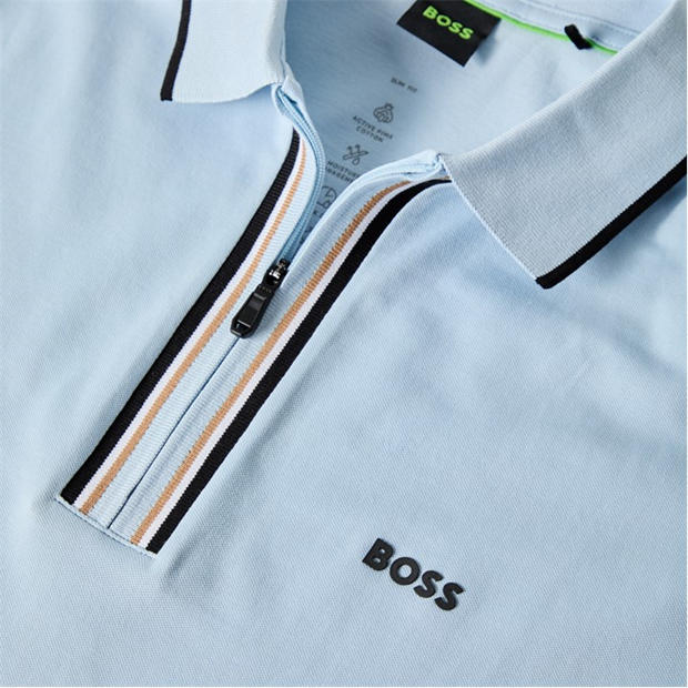 Open Blue 460 - Boss - Mens BOSS GREEN Short Sleeve Zip Polo Shirt (Philix)