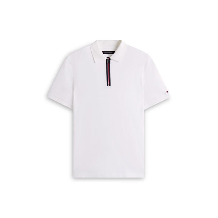 Tommy Hilfiger Men's White Signature Zip Placket Polo Shirt in Size 2XL, Sports Direct
