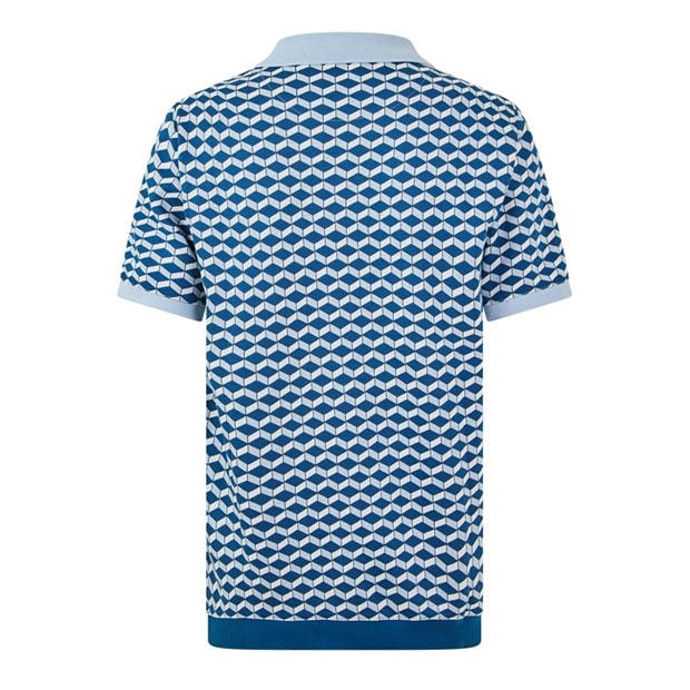 Морска синьо - Ted Baker - Men's Print Short Sleeve Polo Shirt