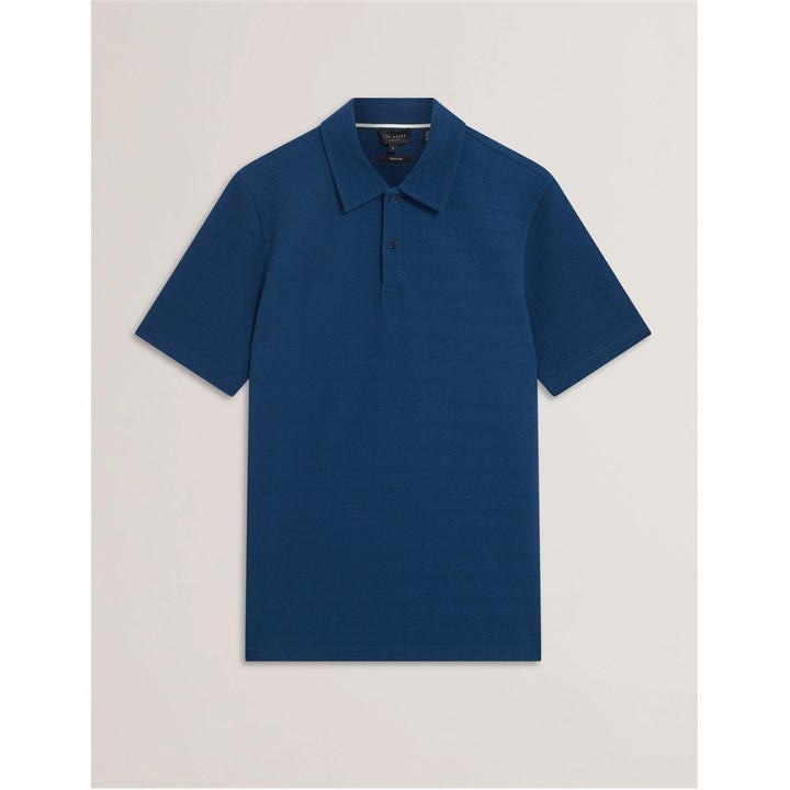 Ted Baker Men's Textured Short Sleeve Polo Shirt Blue L (4) - Image 3