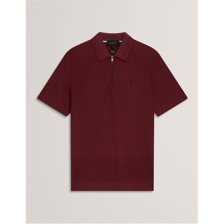 Ted Baker Men's Red Textu Zip Short Sleeve Polo Shirt in Size 2XL, Sports Direct