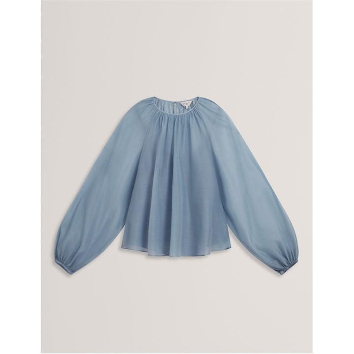Ted Baker Women's Blue Puff Sleeve Long Blouse in Size 10, Sports Direct