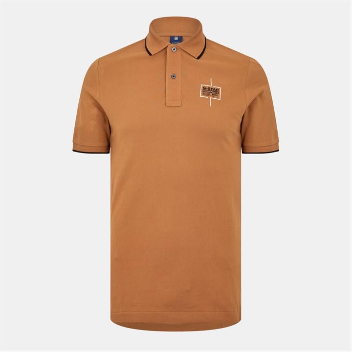G Star Men' Brown Chest Logo Striped Polo in Size S, Sports Direct