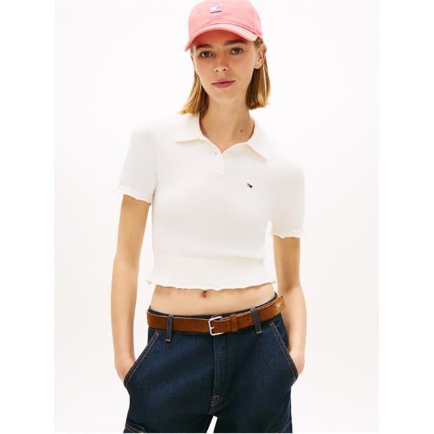 Ancient White - Tommy Jeans - Women's Short Sleeve Polo Shirt
