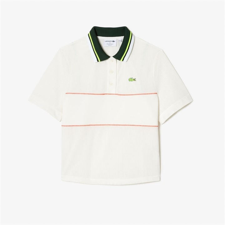 Lacoste Women's Cream Short Sleeved Ribbed Collar Polo Shirt in Size 16, Sports Direct