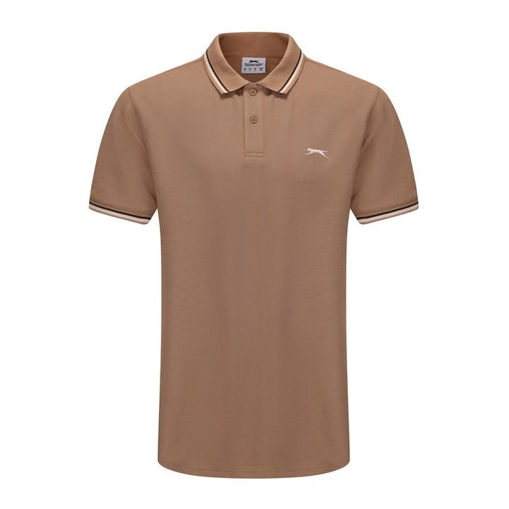 Slazenger Men's Beige Tipped Polo Shirt in Size L, Sports Direct
