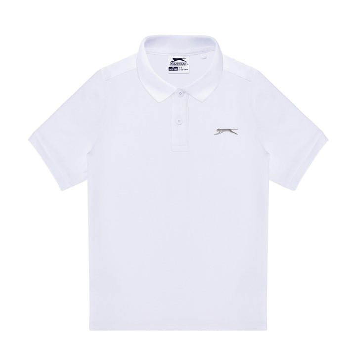 Slazenger Boys White Plain Polo Shirt  in Size 13 - 14 Years, Sports Direct