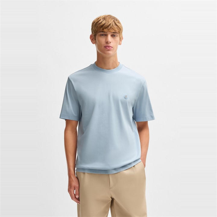 Boss Men's Blue Black Taut Minimalist Design T-Shirt With Logo Detail in Size M, Sports Direct