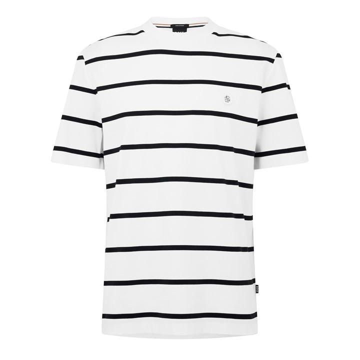 Boss Men's White Black Taut Minimalist Design T-Shirt With Logo Detail in Size 2XL, Sports Direct