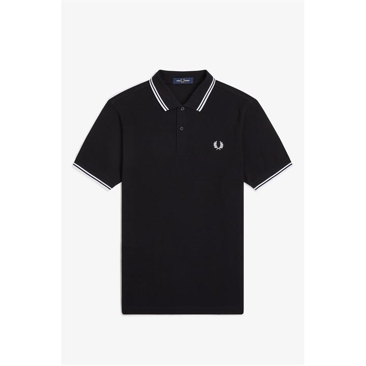 Fred Perry Men's Black Short Sleeve Twin Tipped Polo Shirt in Size M, Sports Direct
