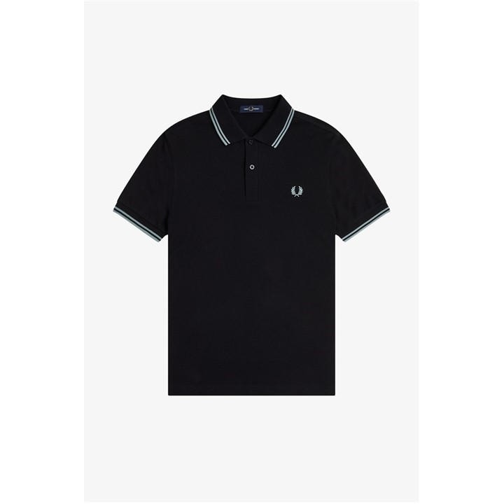 Fred Perry Men's Black Short Sleeve Twin Tipped Polo Shirt in Size L, Sports Direct