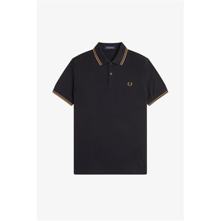 Fred Perry Men' Black Short Sleeve Twin Tipped Polo Shirt in Size S, Sports Direct