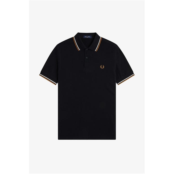Fred Perry Men' Black Short Sleeve Twin Tipped Polo Shirt in Size S, Sports Direct