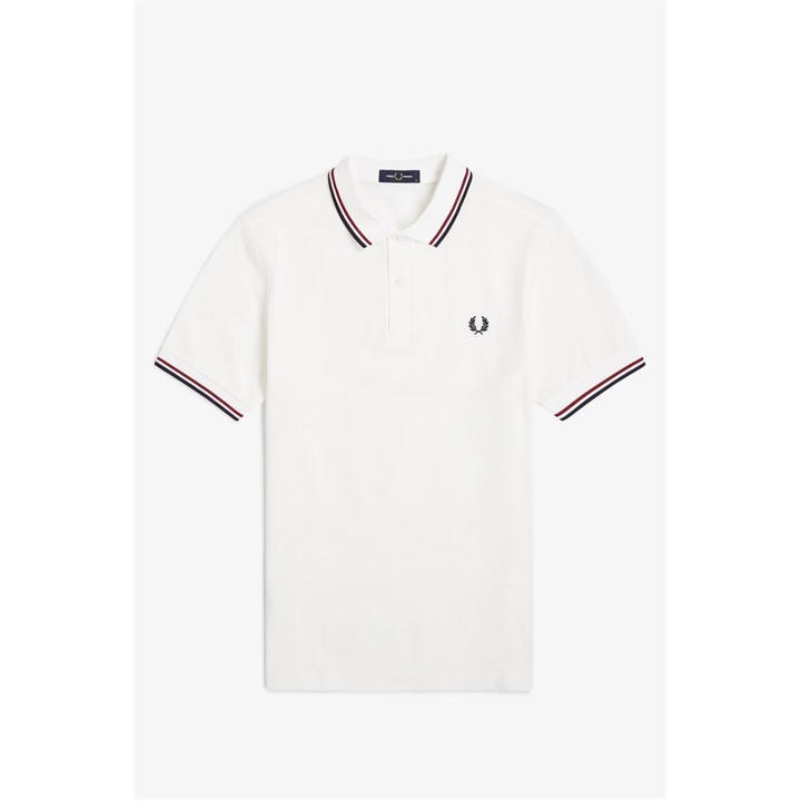 Fred Perry Men's White Short Sleeve Twin Tipped Polo Shirt in Size M, Sports Direct