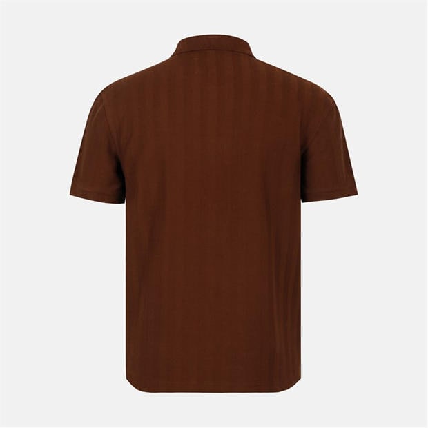 Chocolate - Jack Wills - Men's Herringbone Cotton Short Sleeve Polo Shirt