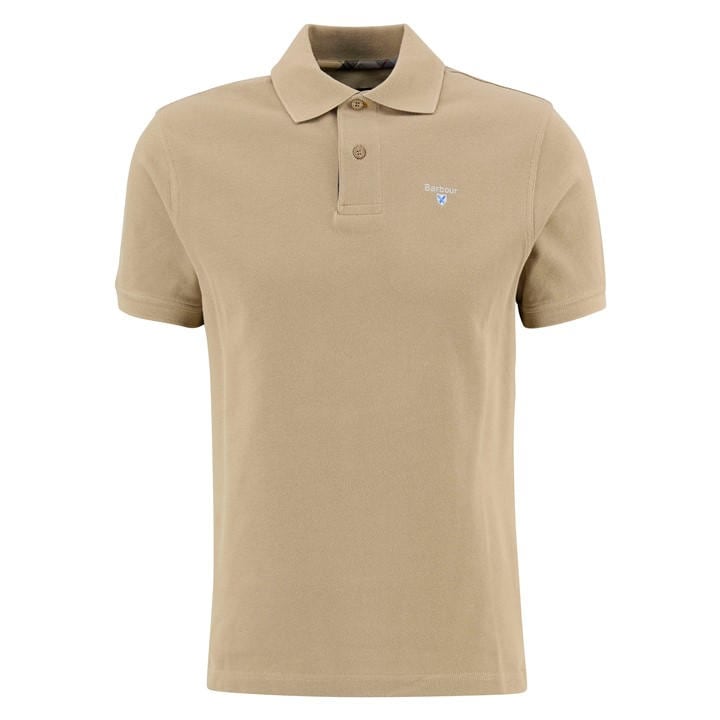 Barbour Men' Beige Tartan Pique Polo Shirt in Size S, Sports Direct
