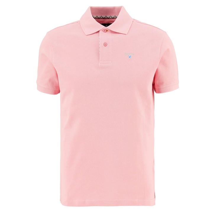 Barbour Men's Pink Tartan Pique Polo Shirt in Size L, Sports Direct