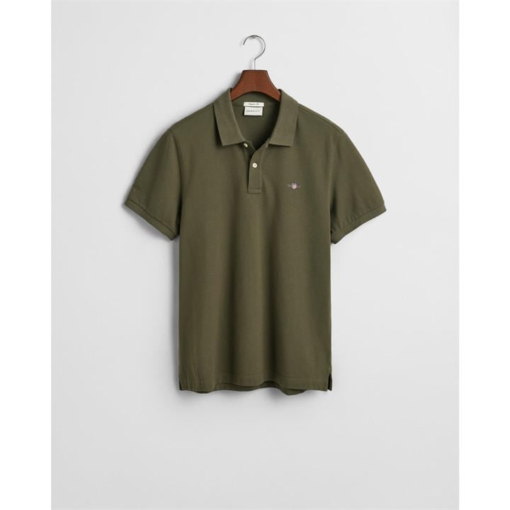 Gant Men's Green Shield Piqué Polo Shirt Medium