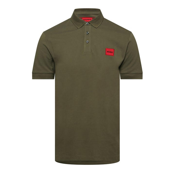 Hugo Men's Green Deruso Short Sleeve Polo Shirt With Logo Detail And Ribbed Collar - Premium Cotton in Size 2XL, Sports Direct