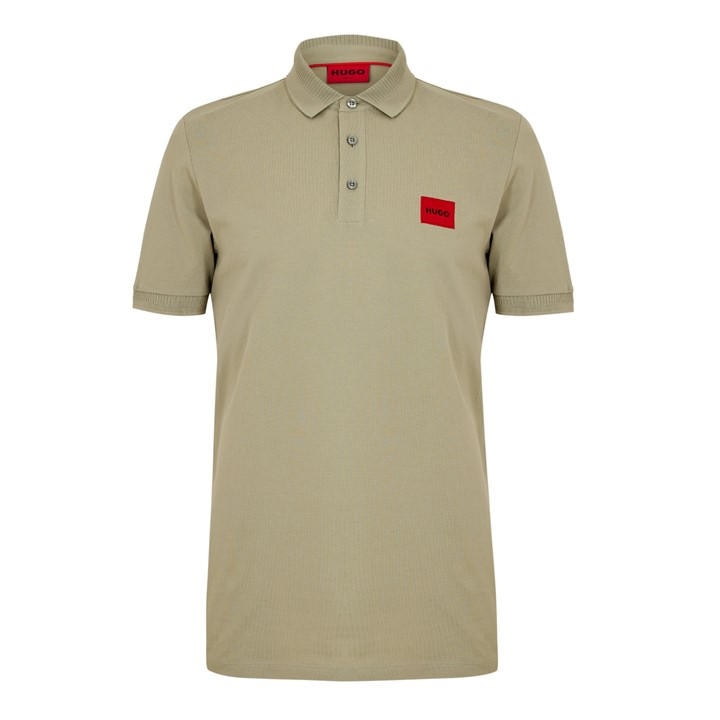 Hugo Men' Green Deruso Short Sleeve Polo Shirt With Logo Detail And Ribbed Collar - Premium Cotton in Size S, Sports Direct