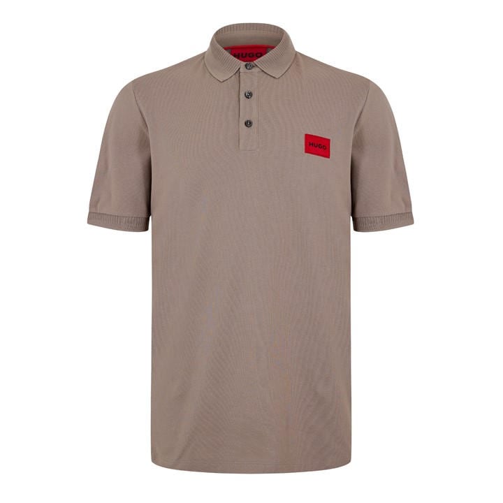 Hugo Men' Brown Deruso Short Sleeve Polo Shirt With Logo Detail And Ribbed Collar - Premium Cotton in Size S, Sports Direct