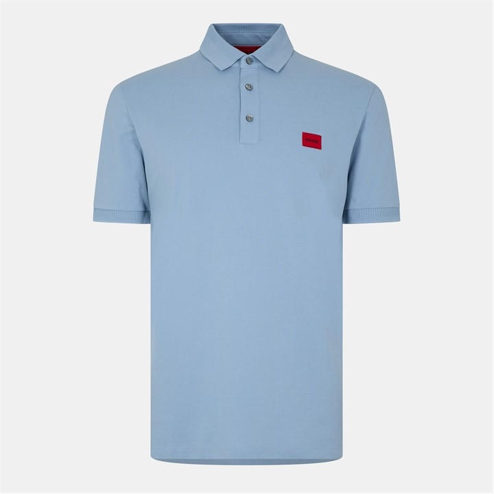 Hugo Men's Blue Deruso Short Sleeve Polo Shirt With Logo Detail And Ribbed Collar - Premium Cotton in Size 2XL, Sports Direct