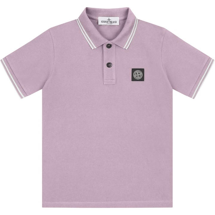 Stone Island Boys Pink ' Logo Cotton Tipped Polo Shirt in Size 7 - 8 Years, Sports Direct