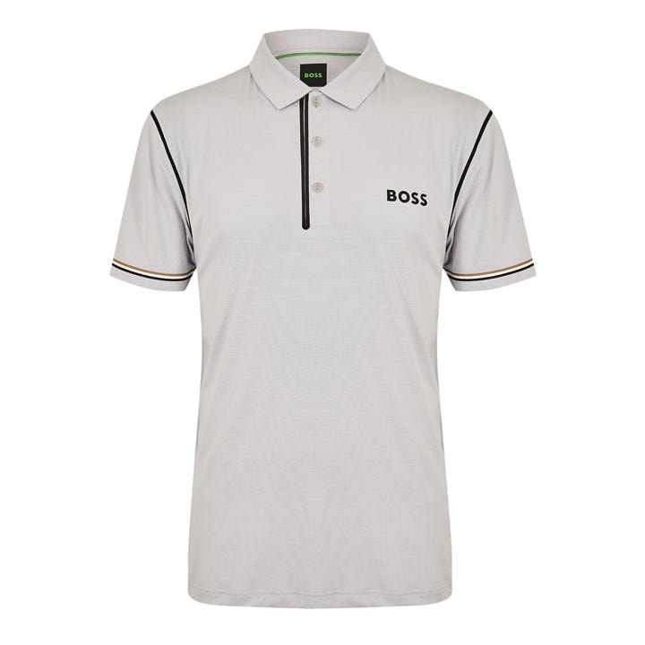 Boss Men' Grey Short Sleeve Polo Shirt With Logo Detail (Paddytech Goc) in Size S, Sports Direct