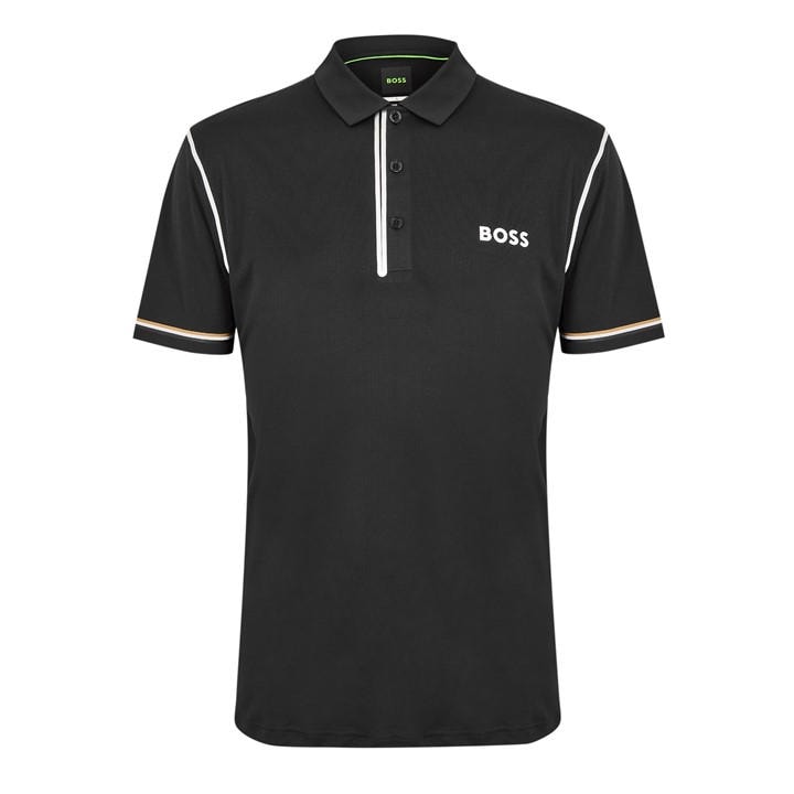 Boss Men' Black Short Sleeve Polo Shirt With Logo Detail (Paddytech Goc) in Size S, Sports Direct