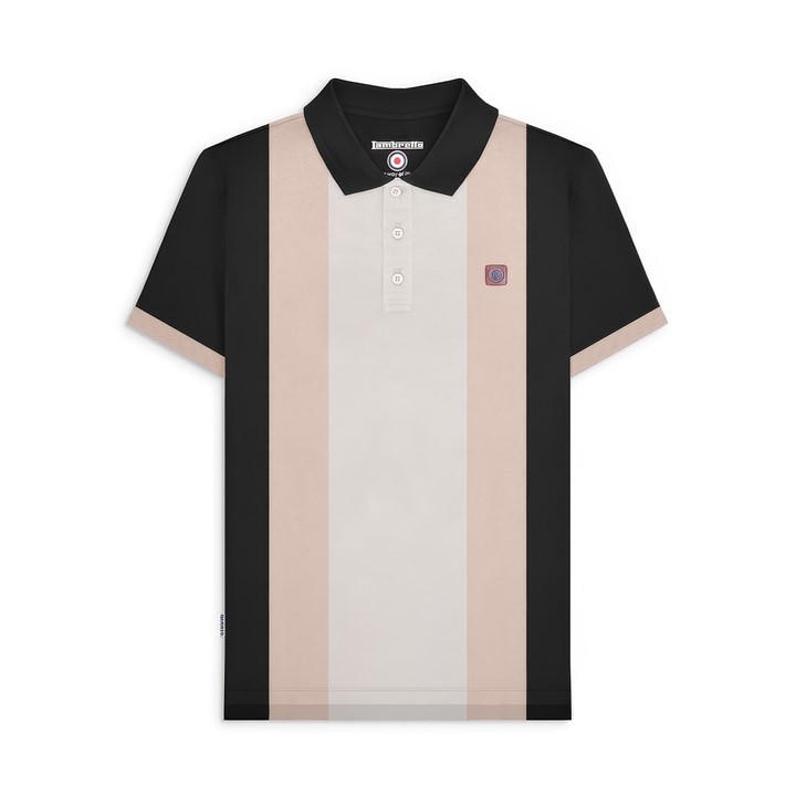 Lambretta Men's Black Vintage Panel Short-Sleeve Polo Shirt in Size L, Sports Direct