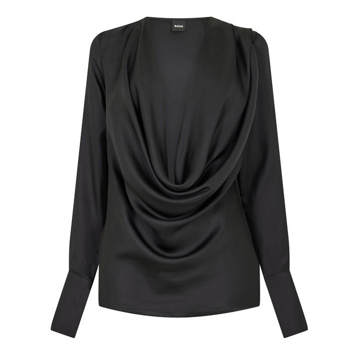 Boss Women's Black Bacowl Long Sleeve Blouse in Size 6, Sports Direct
