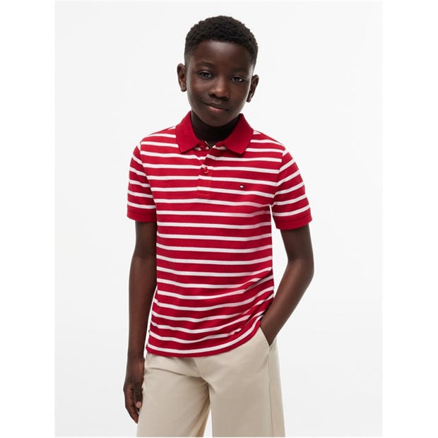 Red Stripe 0EW - Tommy Hilfiger - Kids' Short Sleeve Polo Shirt