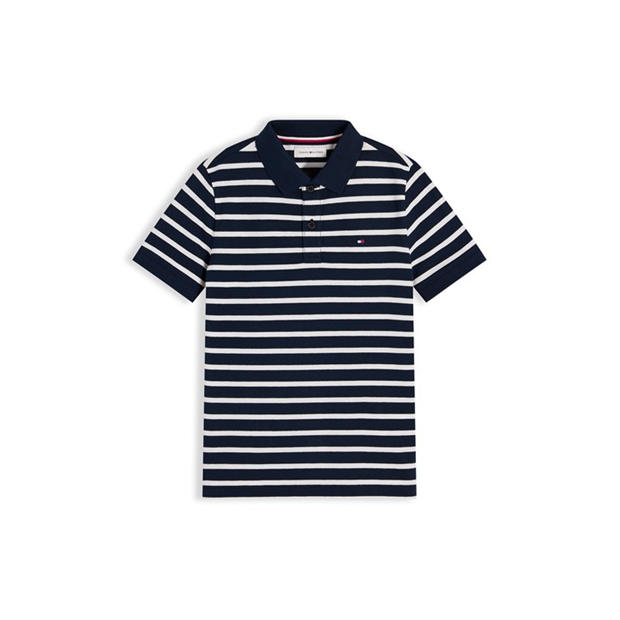 Navy Stripe 0A5 - Tommy Hilfiger - Kids' Short Sleeve Polo Shirt