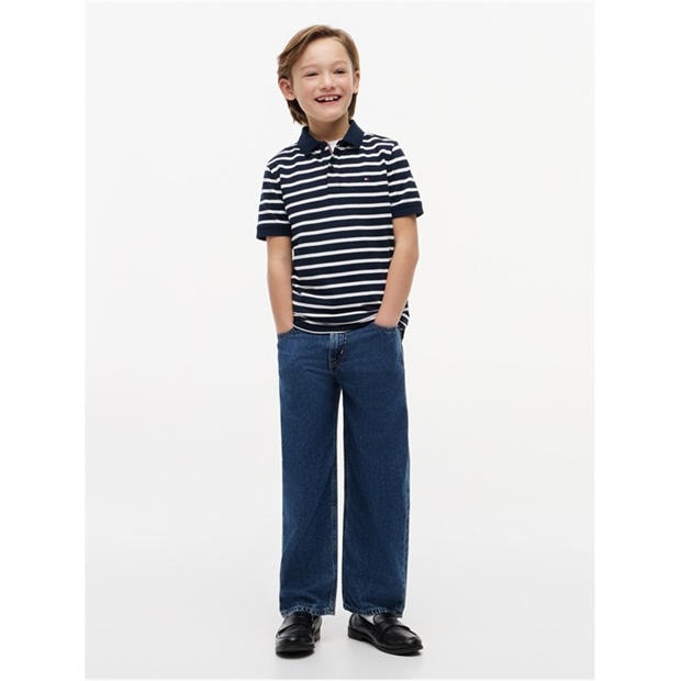 Navy Stripe 0A5 - Tommy Hilfiger - Kids' Short Sleeve Polo Shirt
