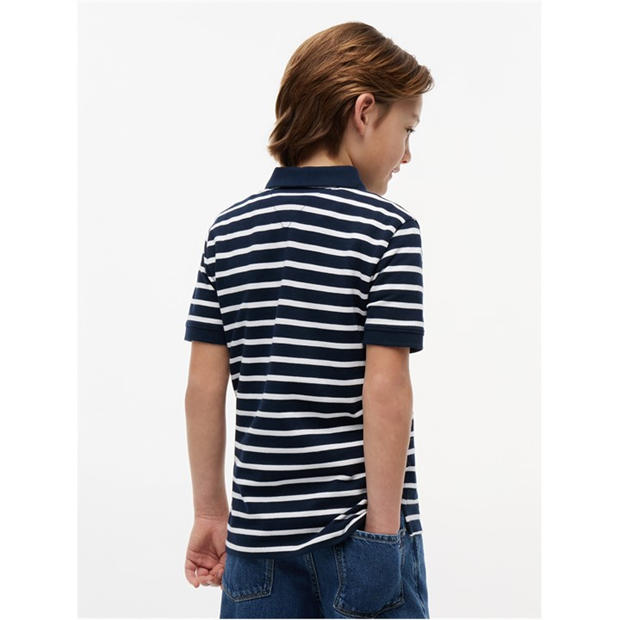 Navy Stripe 0A5 - Tommy Hilfiger - Kids' Short Sleeve Polo Shirt