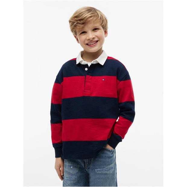 Red Stripe XLG - Tommy Hilfiger - Kids' Rugby Polo Shirt
