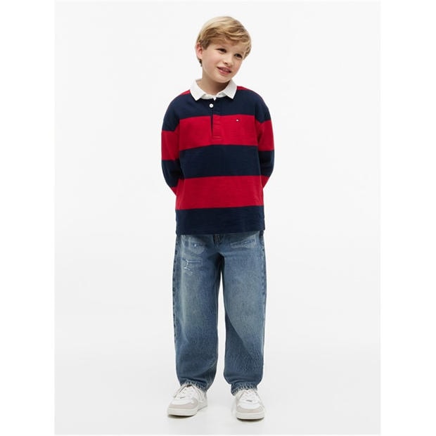 Red Stripe XLG - Tommy Hilfiger - Kids' Rugby Polo Shirt