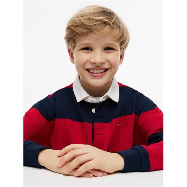 Red Stripe XLG - Tommy Hilfiger - Kids' Rugby Polo Shirt