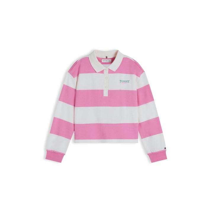 Tommy Hilfiger Girls Pink Kids' Rugby Polo Shirt in Size 14 - 16 Years, Sports Direct