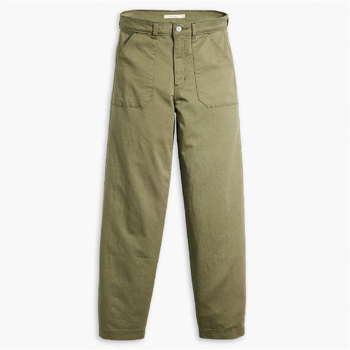 Levis Women's Green Utility Straight Leg Trousers in Size 28 R, Sports Direct