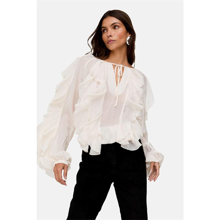 Lily And Lionel Women's Neutral Lily Sophie All Over Ruffle Blouse In Cream in Size 10, Sports Direct
