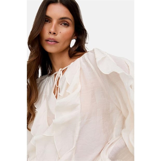 Neutral - Lily and Lionel - Lily Sophie All Over Ruffle Blouse In Cream