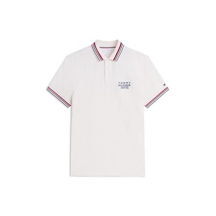 Tommy Hilfiger Men's Cream Short Sleeve Polo Shirt in Size L, Sports Direct